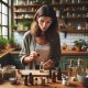 a woman preparing perfume at home