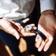 Stylish men's wrist watch, the man is watching the time. . Businessman checking time on his wristwatch.